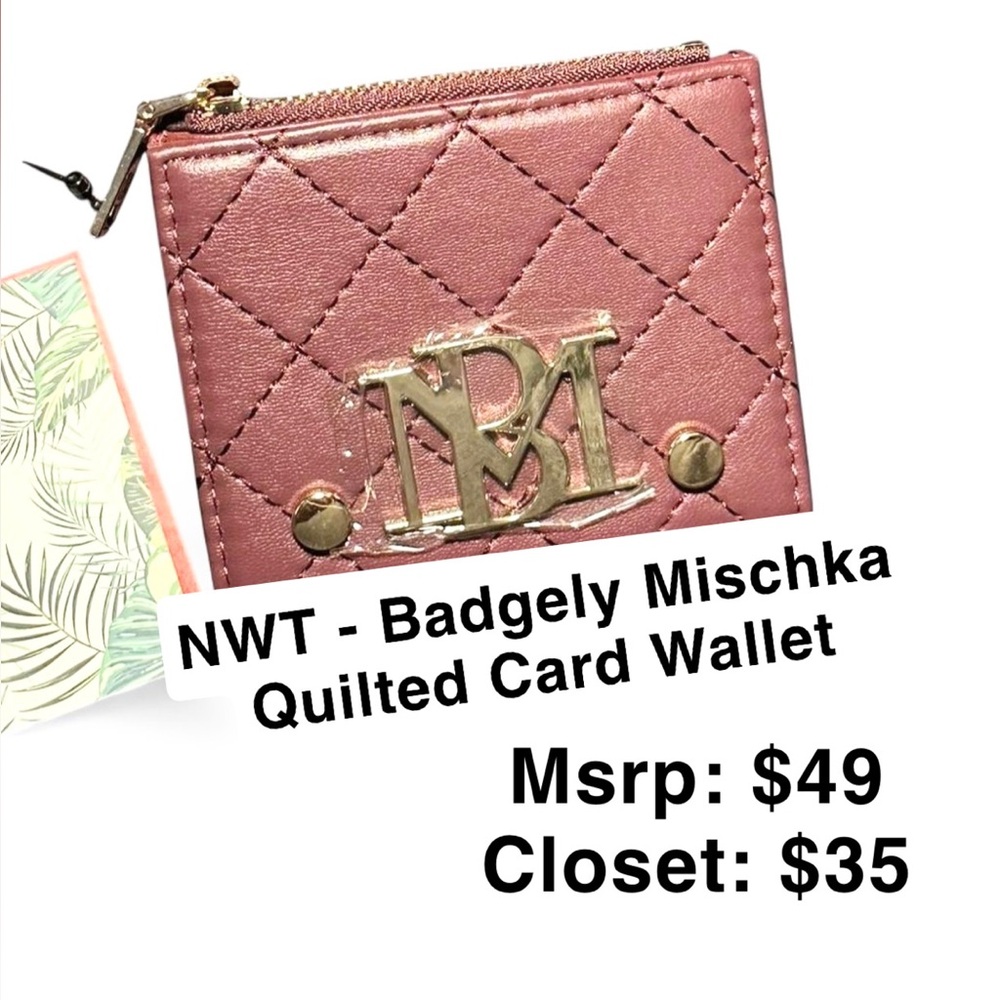 NWT - Badgely Mischka Vegan Leather Card Wallet in Plum
